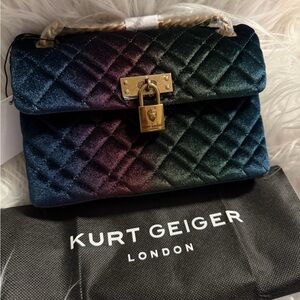 Kurt Geiger Ombre Quilted Velvet Shoulder Bag NWT